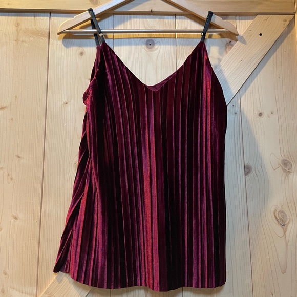 Tart maroon Velvet Spaghetti strap camisole tank | XSmall - Picture 6 of 7